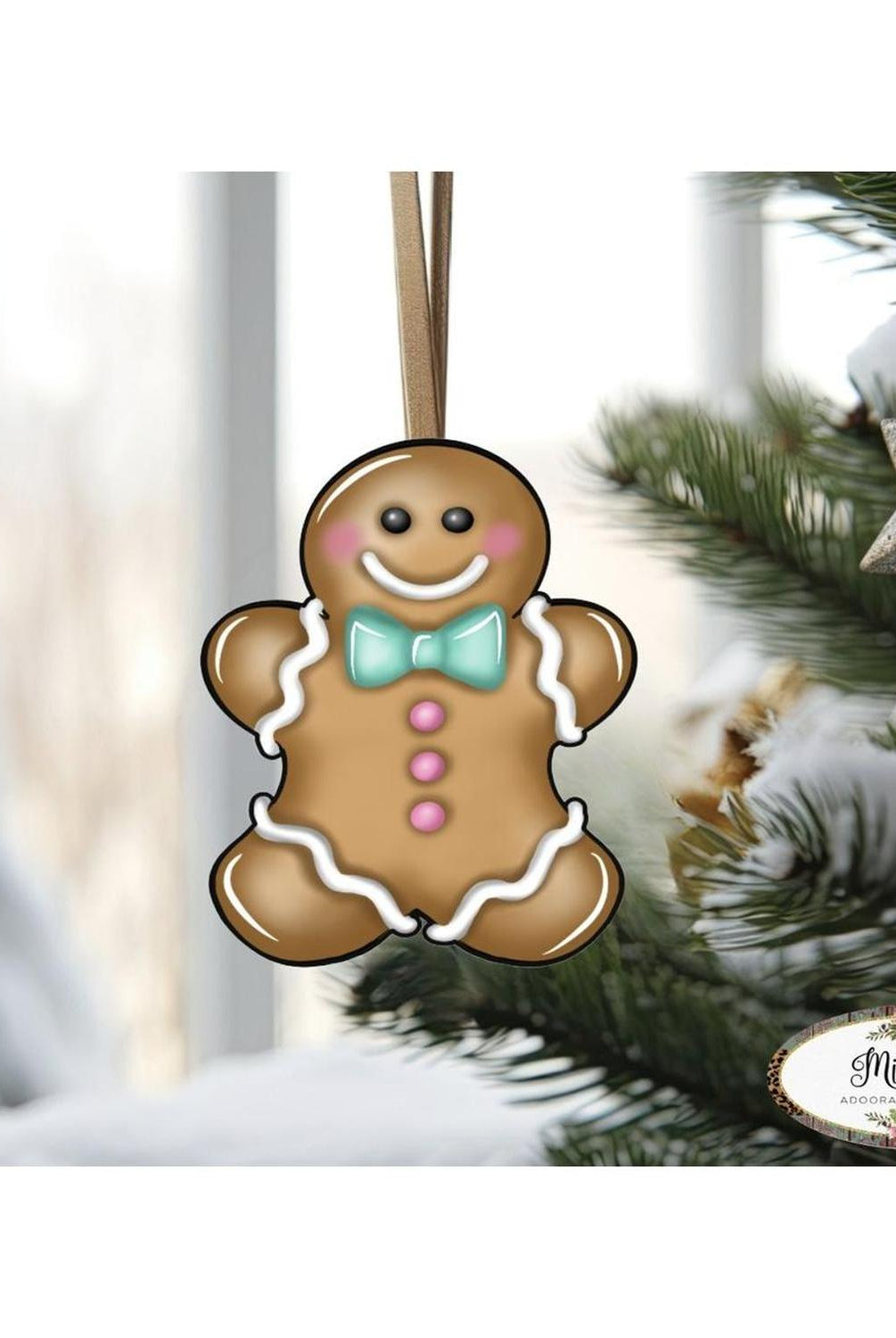 Gingerbread Boy Blue Teal Sign GBB3- Wreath Enhancement