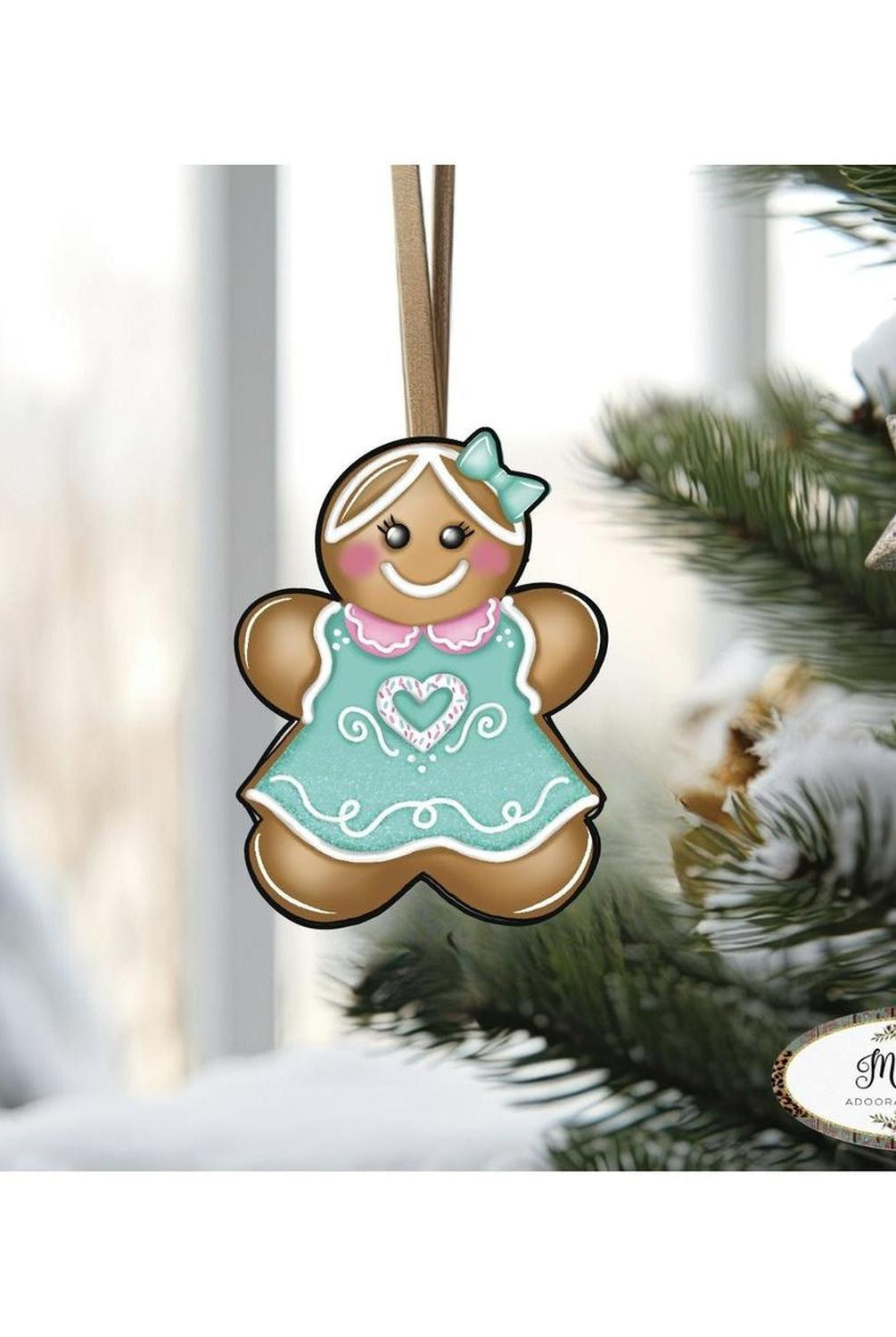 Gingerbread Girl Mint Green Sign GBG3- Wreath Enhancement