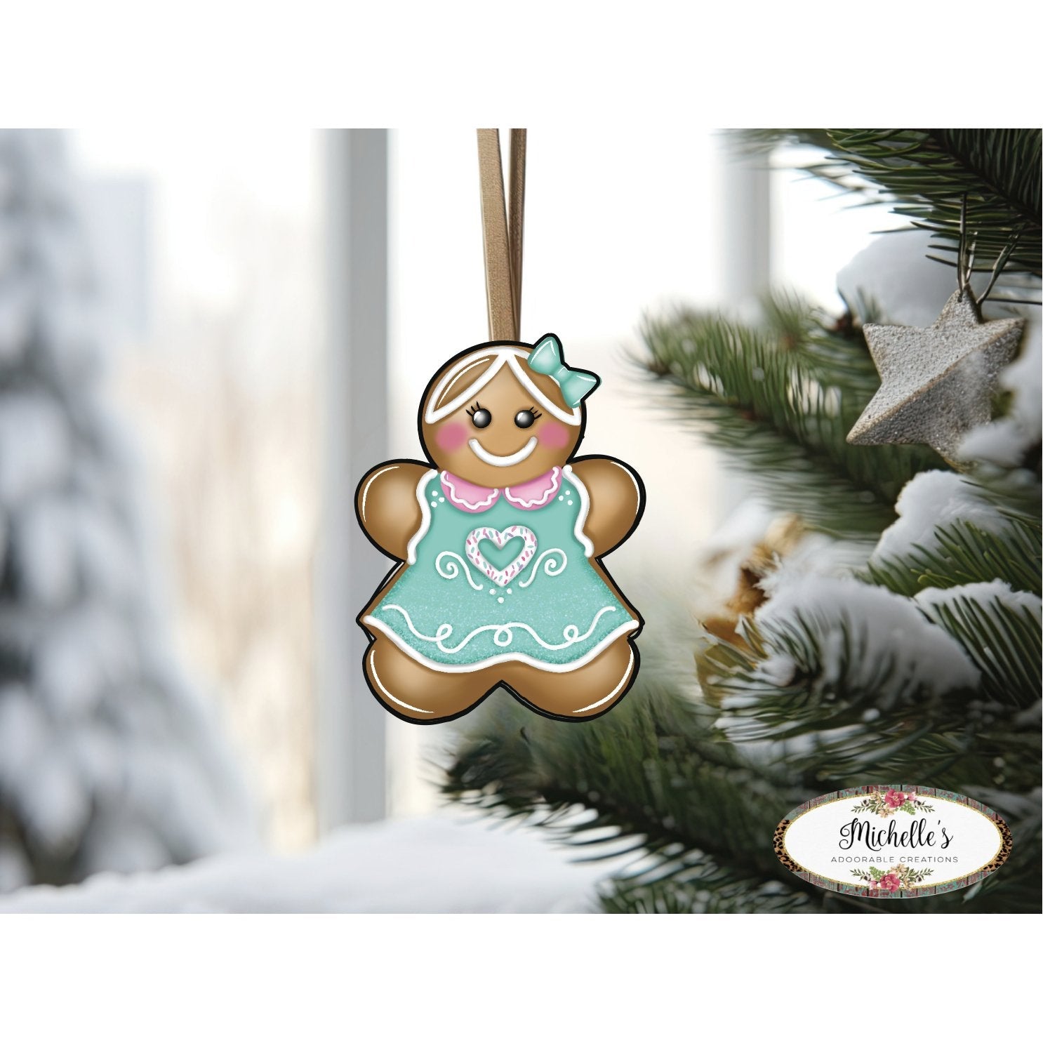 Shop For Gingerbread Girl Mint Green Sign GBG3 - Wreath Enhancement at Michelle's aDOORable Creations