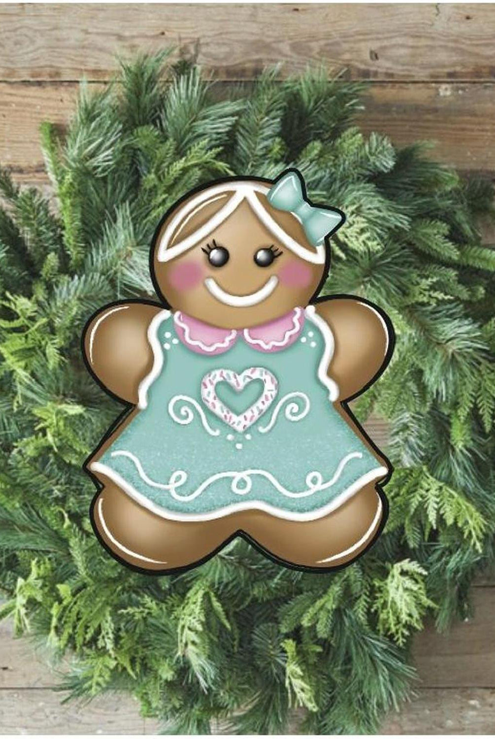 Gingerbread Girl Mint Green Sign GBG3- Wreath Enhancement