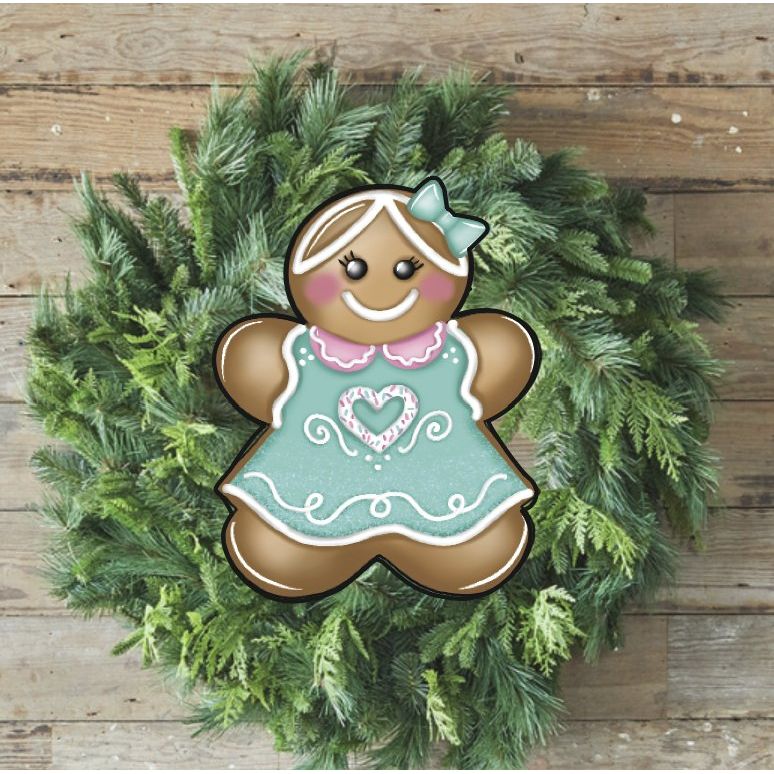 Shop For Gingerbread Girl Mint Green Sign GBG3 - Wreath Enhancement at Michelle's aDOORable Creations