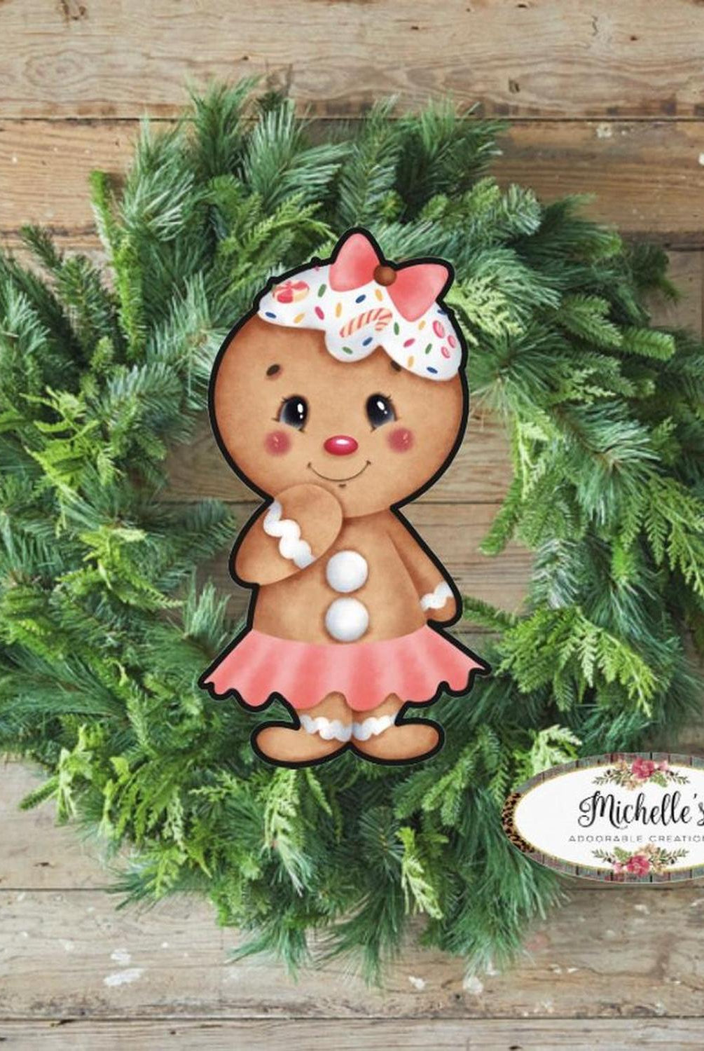 Gingerbread Girl Sweet Shoppe Sign GBG1- Wreath Enhancement