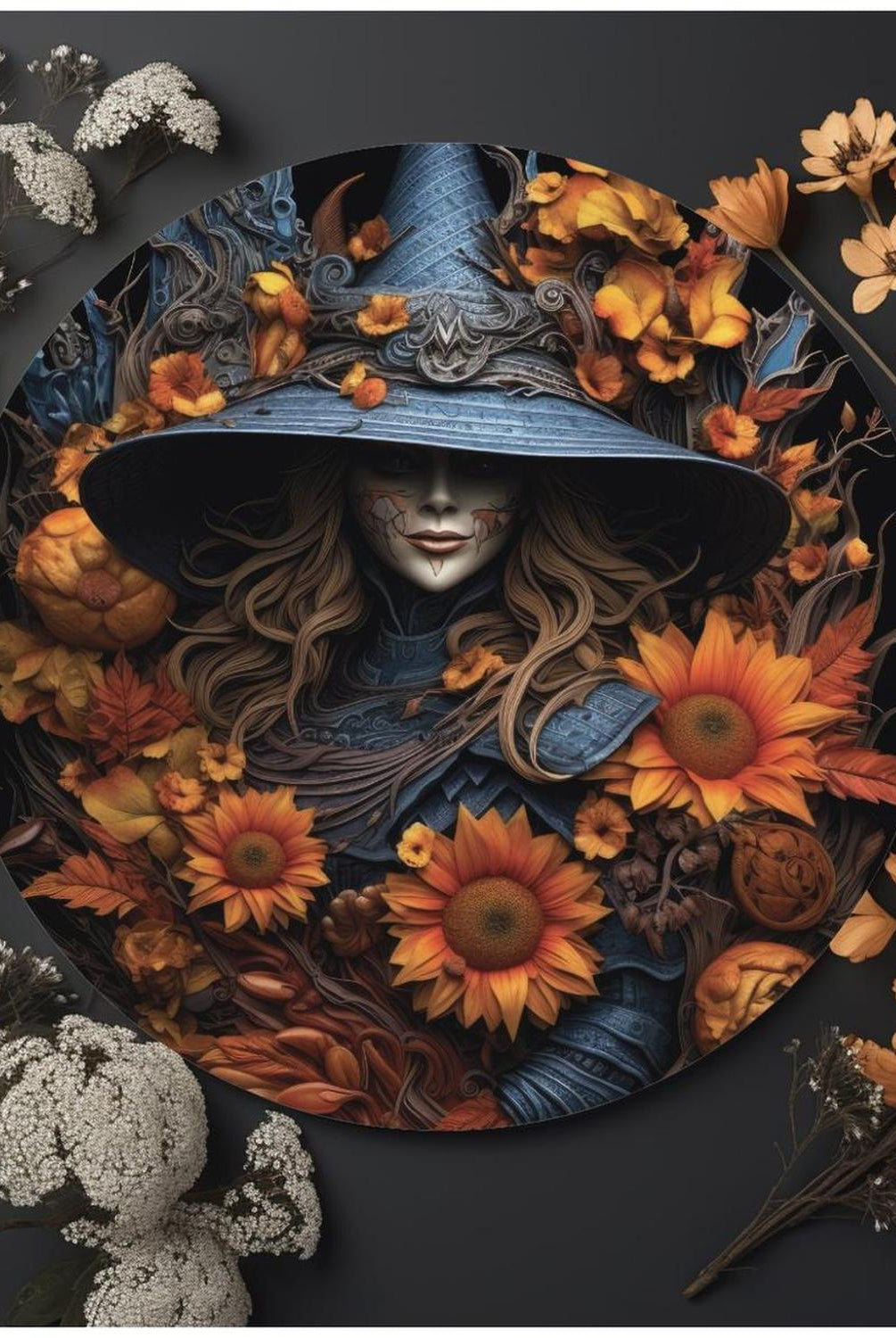 Halloween 2D Witch Sunflowers Sign