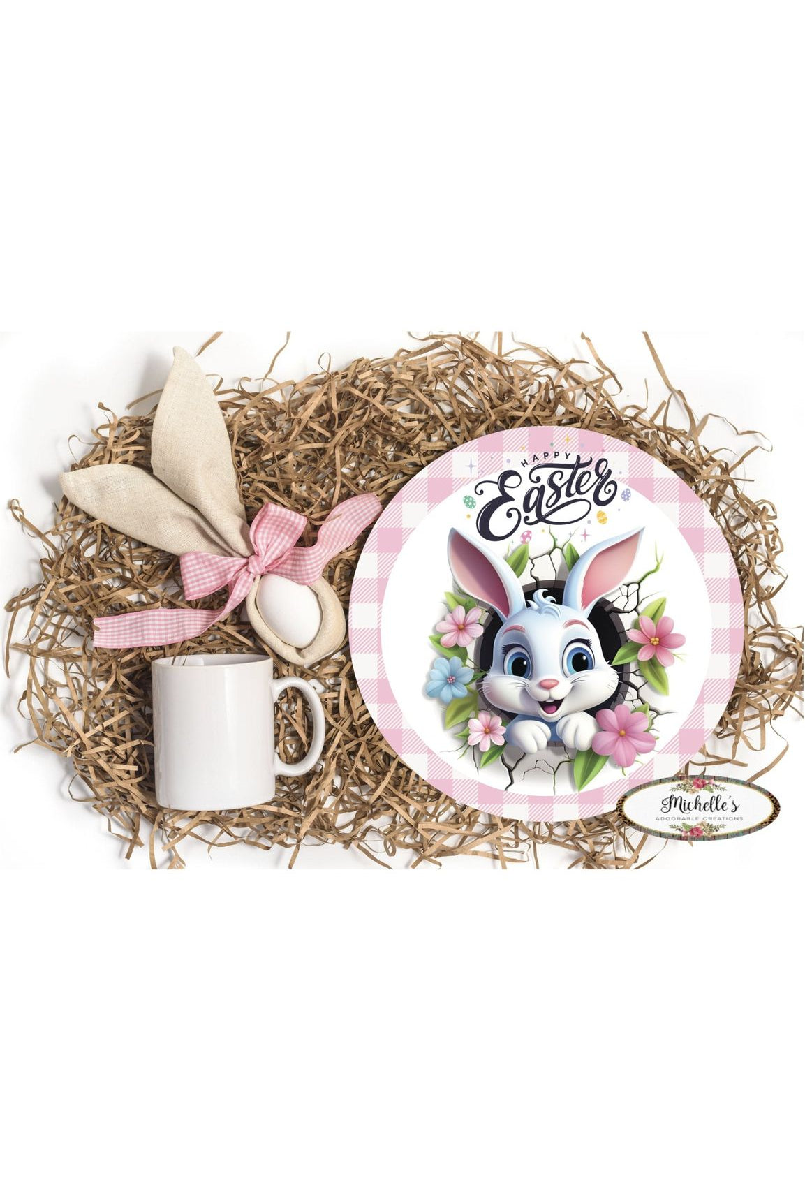 Happy Easter Faux 3D Bunny Sign - Wreath Enhancement - Michelle's aDOORable Creations - Signature Signs