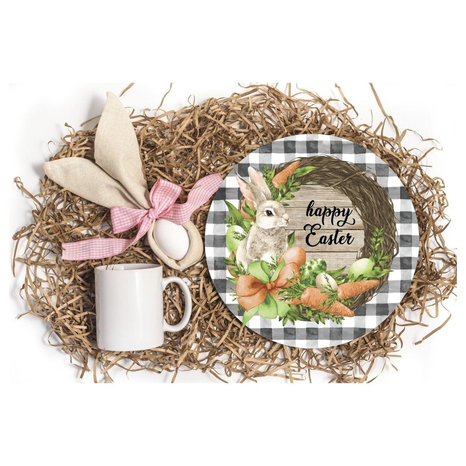 Shop For Happy Easter Grapevine Carrot Bunny Round Sign - Wreath Enhancement at Michelle's aDOORable Creations