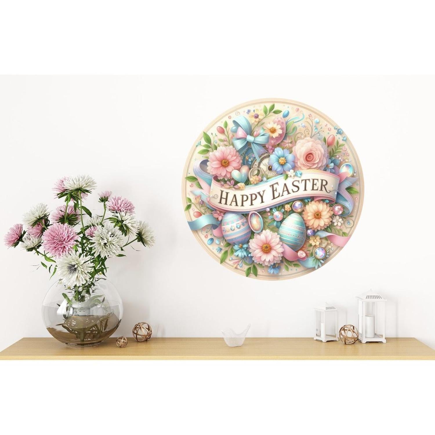 Shop For Happy Easter Pastel Eggs Floral Sign - Wreath Enhancement at Michelle's aDOORable Creations