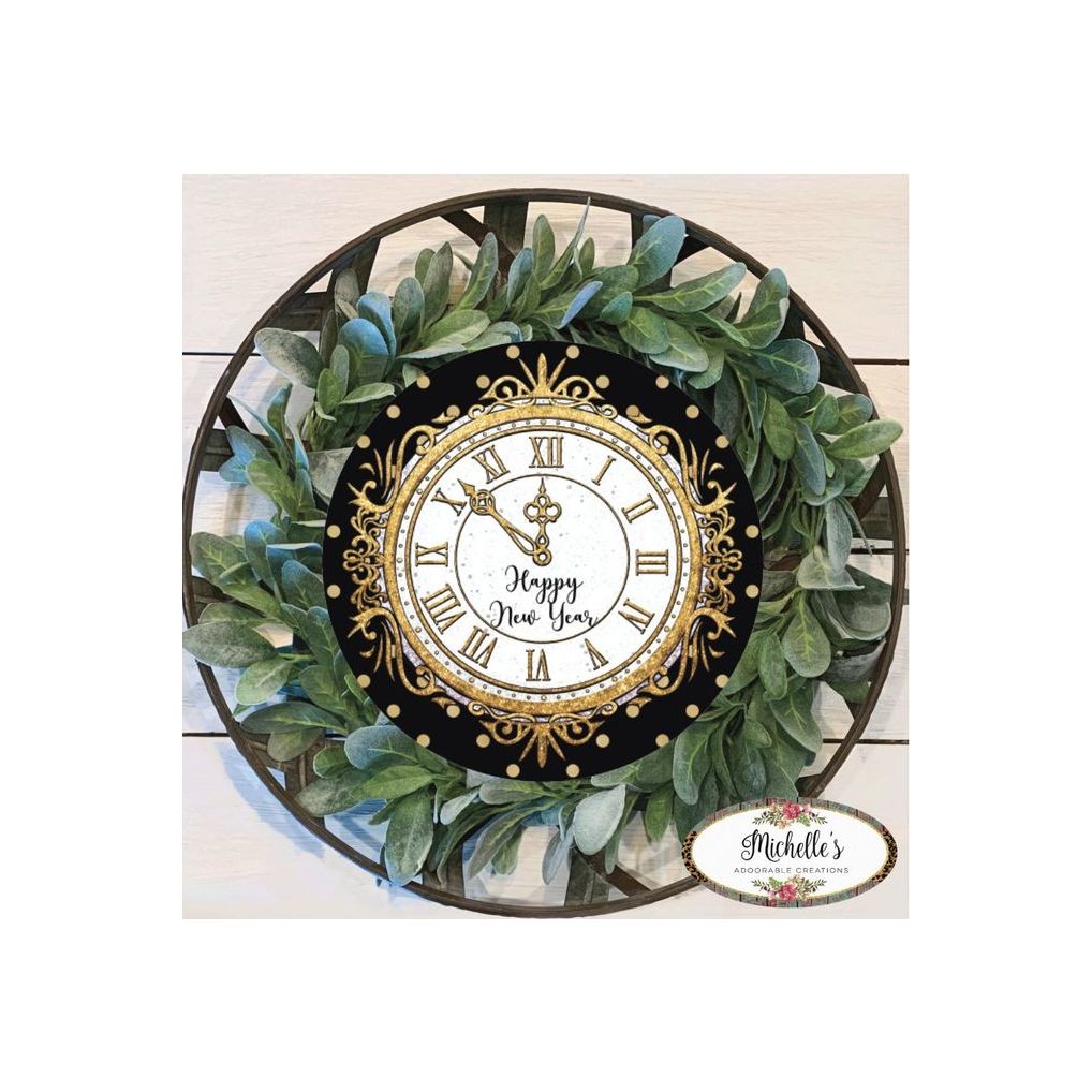 Shop For Happy New Year Clock Sign - Wreath Enhancement at Michelle's aDOORable Creations