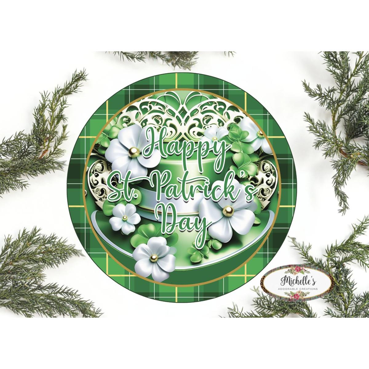 Shop For Happy Saint Patrick Day Hat Sign - Wreath Enhancement at Michelle's aDOORable Creations