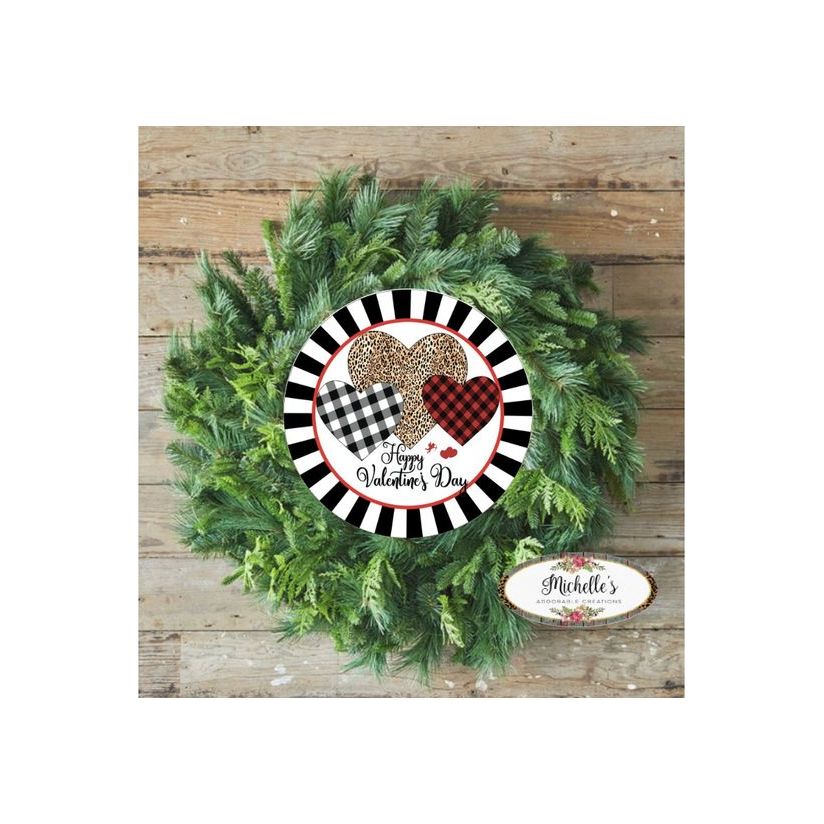 Shop For Happy Valentine Multi Pattern Hearts Sign - Wreath Enhancement at Michelle's aDOORable Creations