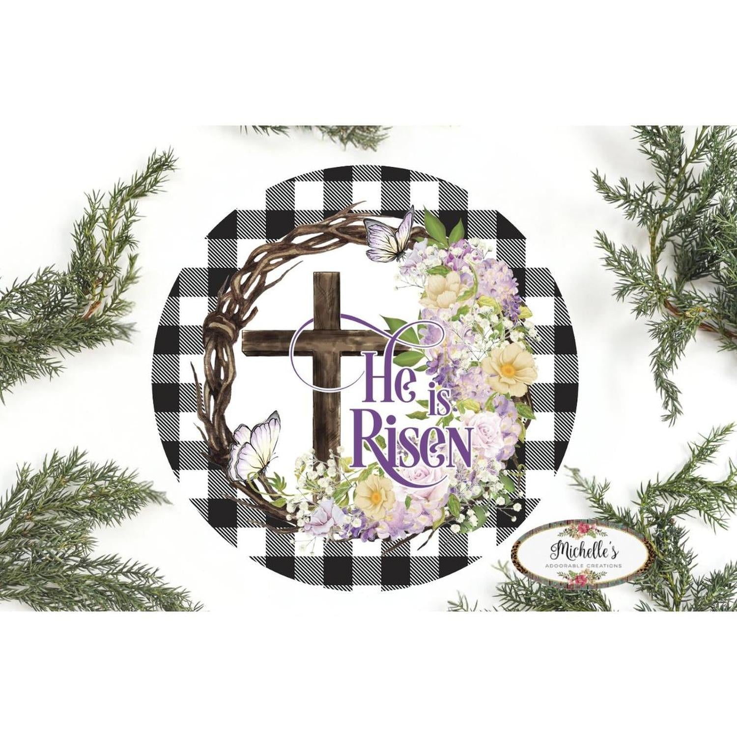 Shop For He Is Risen Crown of Thorns Sign - Wreath Enhancement at Michelle's aDOORable Creations