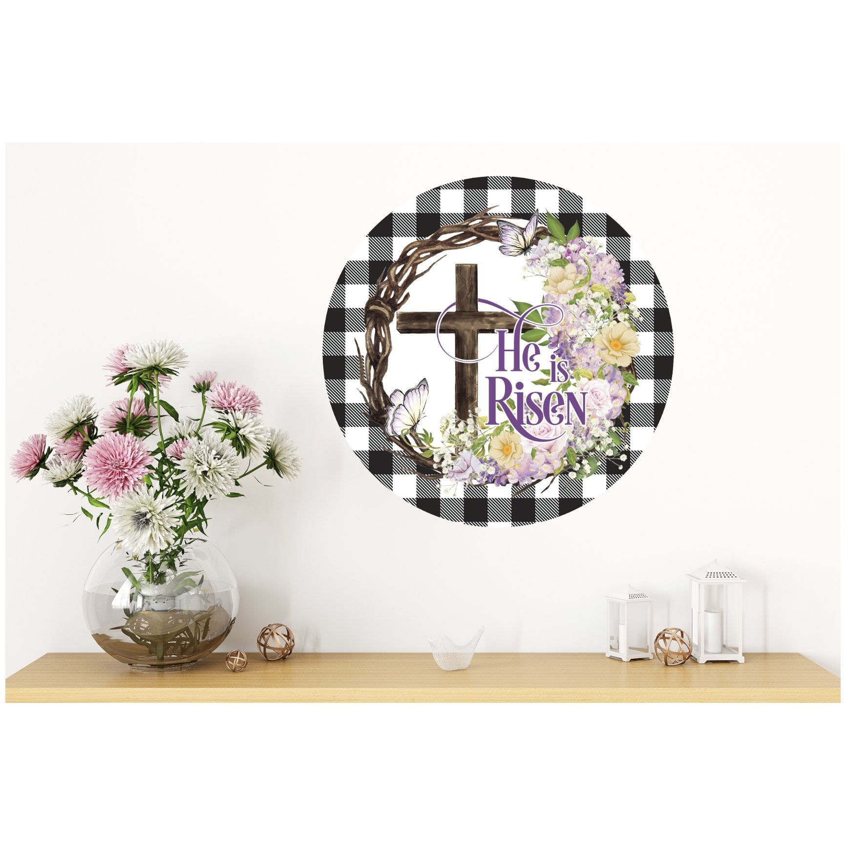 Shop For He Is Risen Crown of Thorns Sign - Wreath Enhancement at Michelle's aDOORable Creations