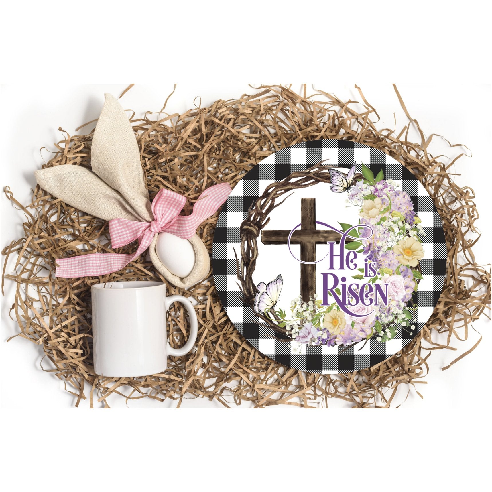Shop For He Is Risen Crown of Thorns Sign - Wreath Enhancement at Michelle's aDOORable Creations