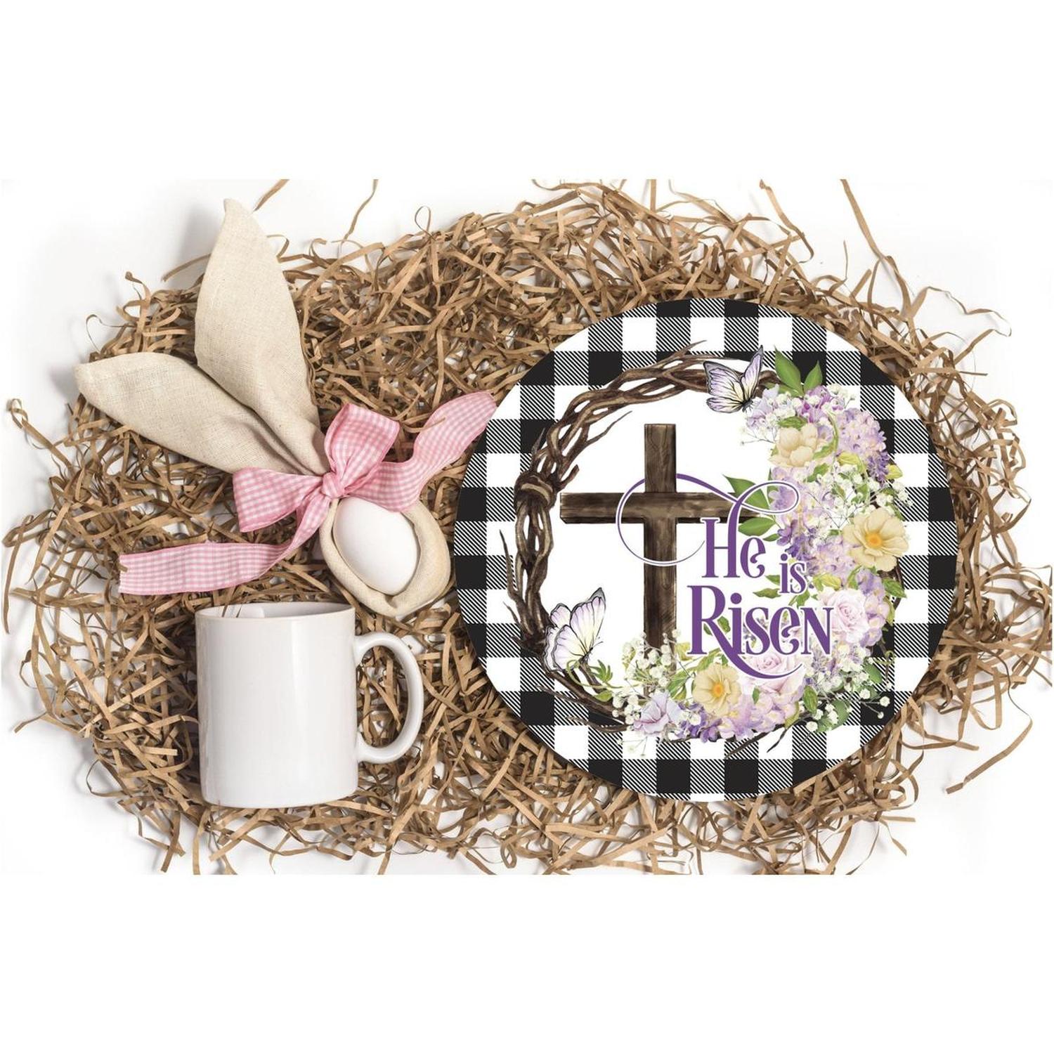 Shop For He Is Risen Crown of Thorns Sign - Wreath Enhancement at Michelle's aDOORable Creations