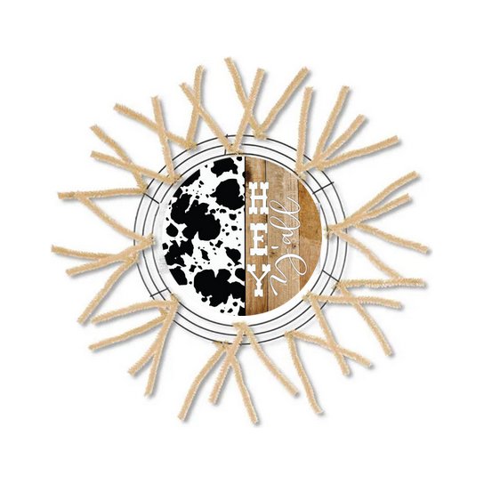 Shop For Hey Yall Cowhide Round Sign - Wreath Enhancement at Michelle's aDOORable Creations