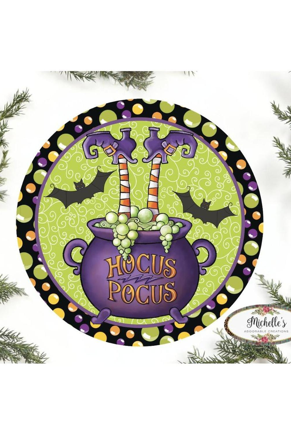 Hocus Pocus Witch Leg Cauldron Sign