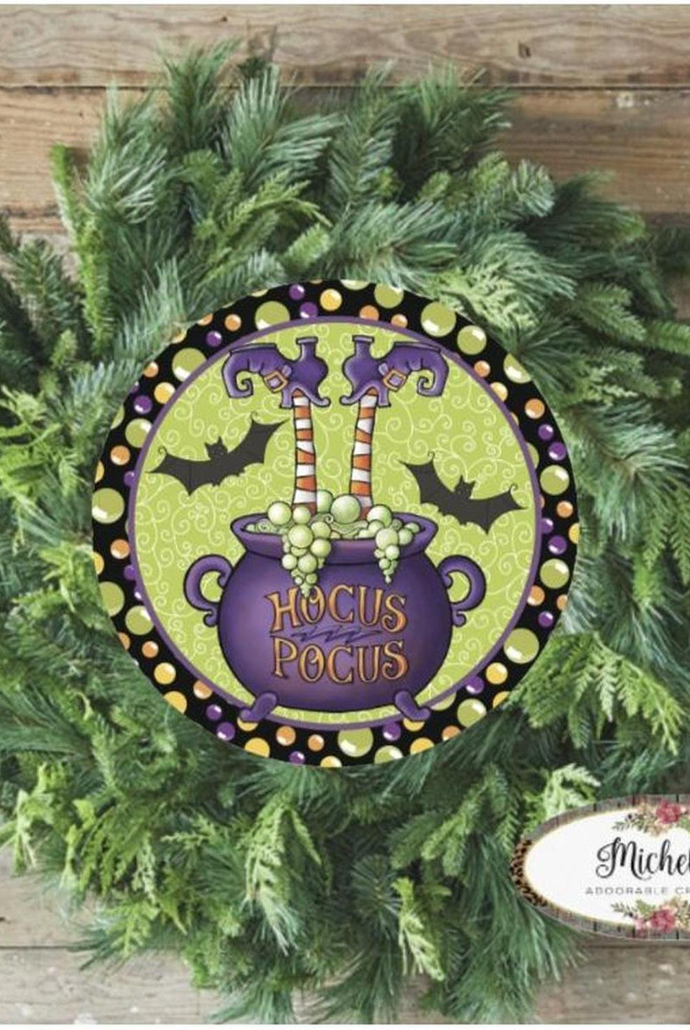 Hocus Pocus Witch Leg Cauldron Sign