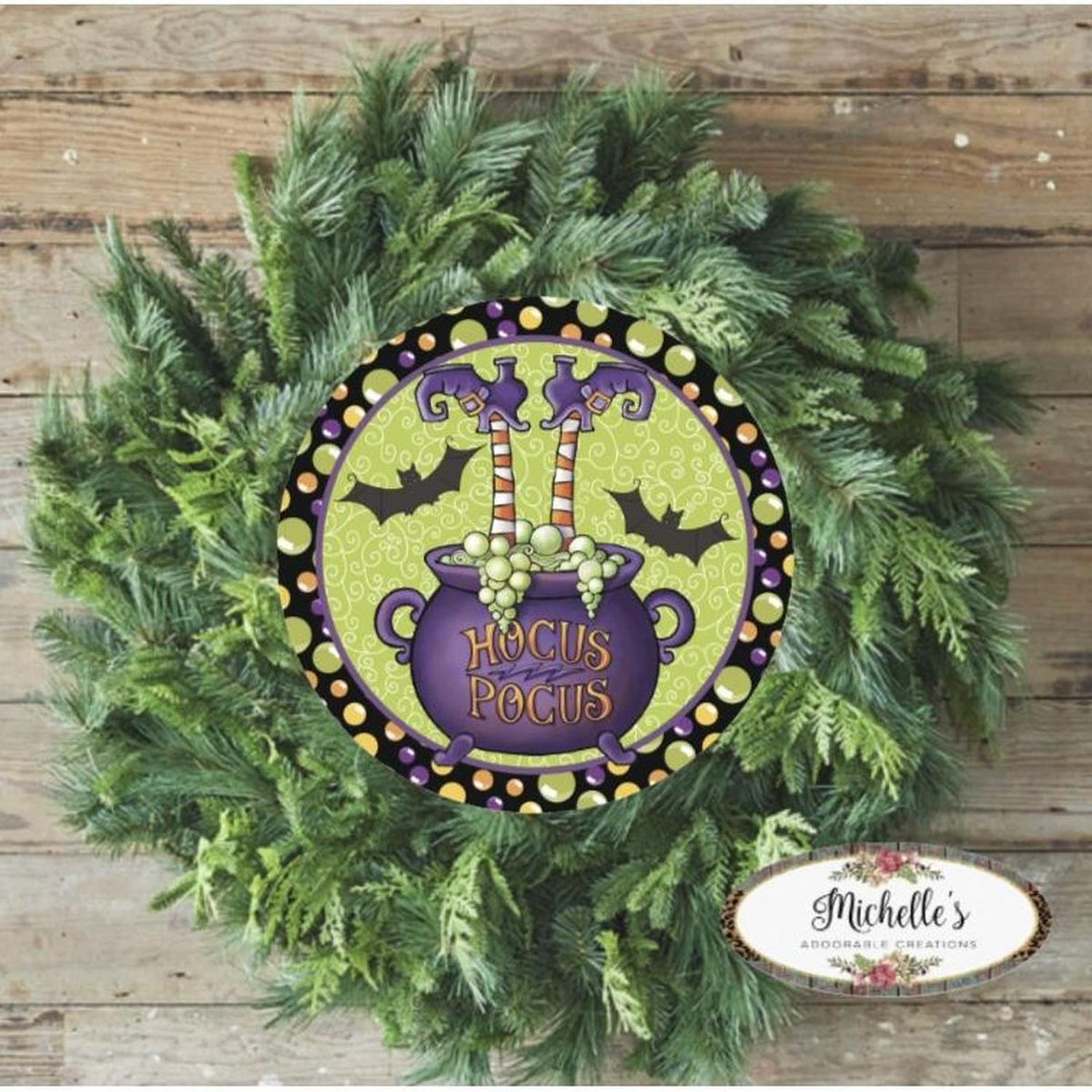 Shop For Hocus Pocus Witch Leg Cauldron Sign at Michelle's aDOORable Creations