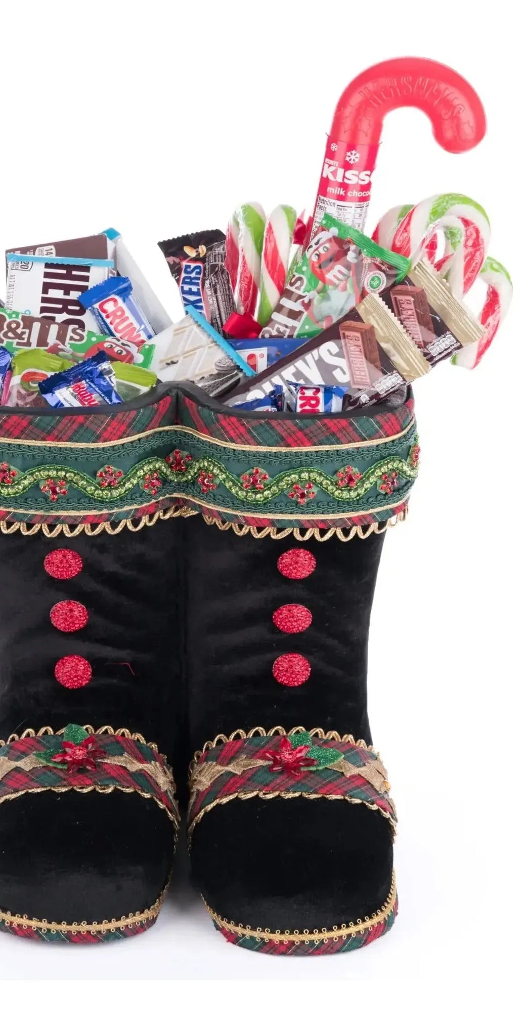 Holiday Magic Tabletop Santa Boots (Black) - Michelle's aDOORable Creations - Christmas Decor