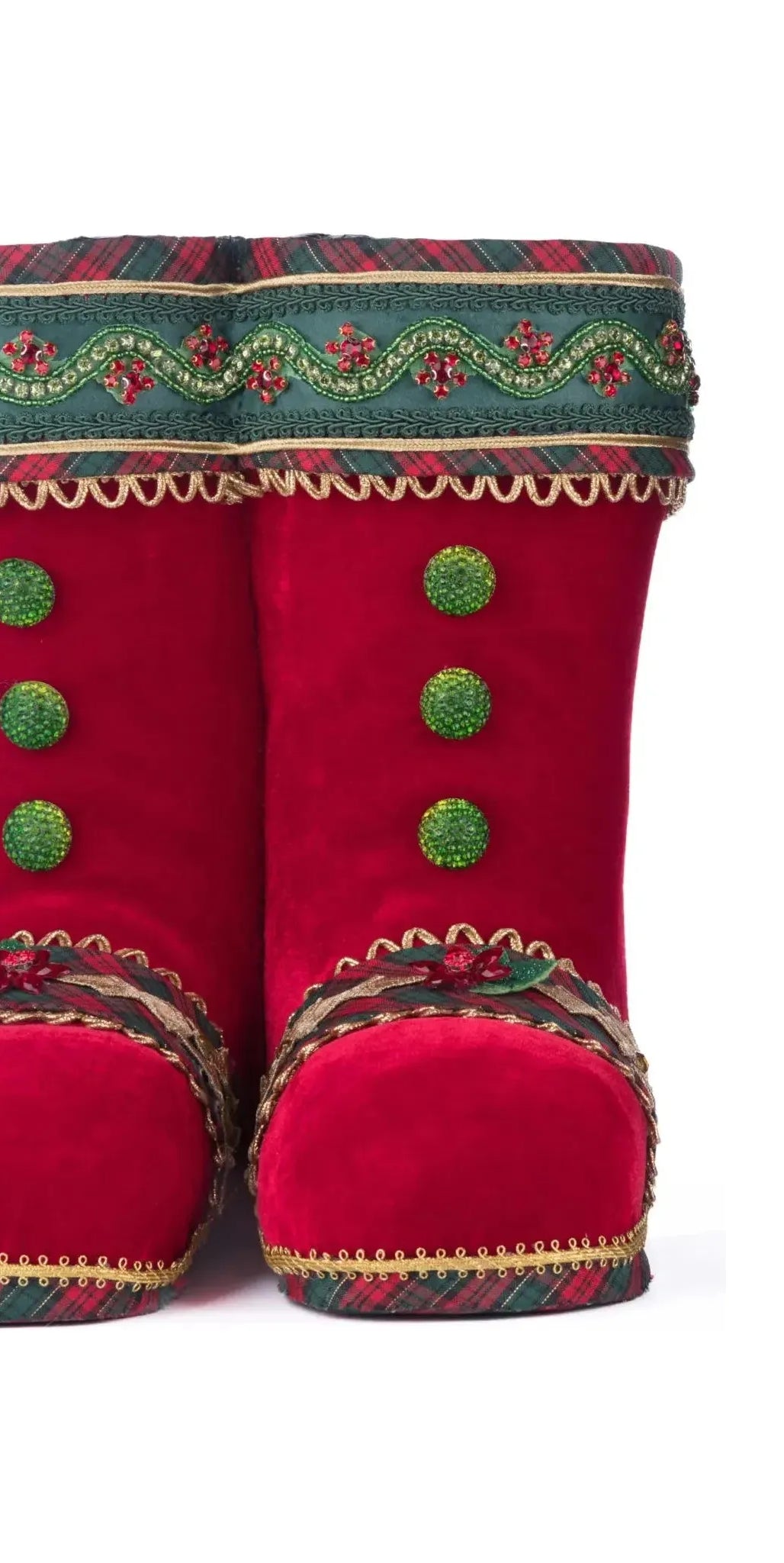 Holiday Magic Tabletop Santa Boots (Red) - Michelle's aDOORable Creations - Christmas Decor
