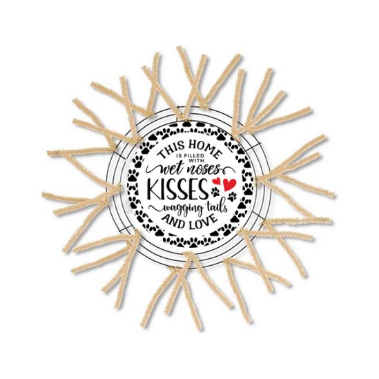 Shop For Home Filled With Wet Kisses Dog Round Sign - Wreath Enhancement at Michelle's aDOORable Creations