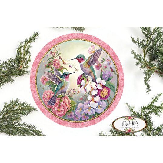Shop For Hummingbird Elegant Round Sign - Wreath Enhancement at Michelle's aDOORable Creations