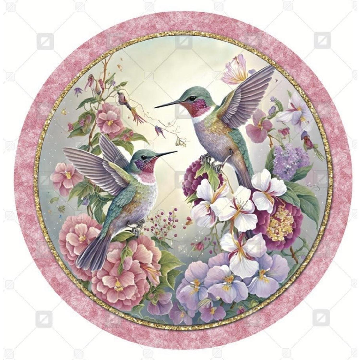 Shop For Hummingbird Elegant Round Sign - Wreath Enhancement at Michelle's aDOORable Creations