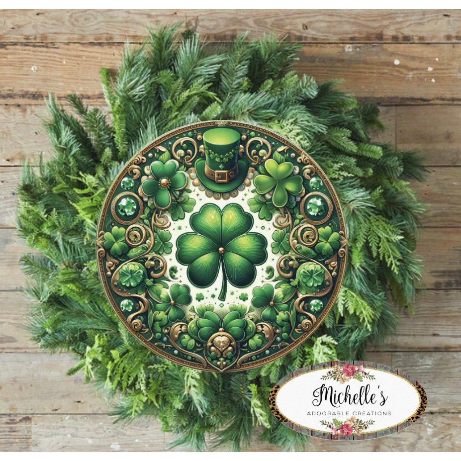 Shop For Irish Clover Round Sign - Wreath Enhancement at Michelle's aDOORable Creations