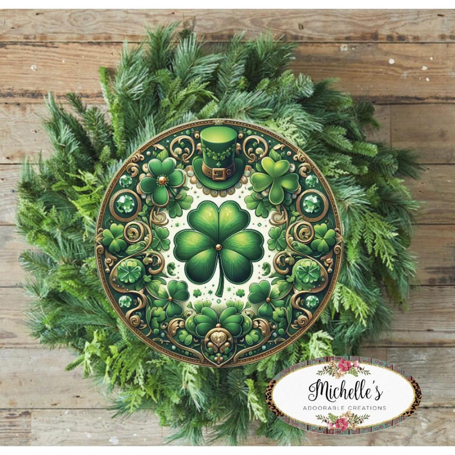 Shop For Irish Clover Round Sign - Wreath Enhancement at Michelle's aDOORable Creations
