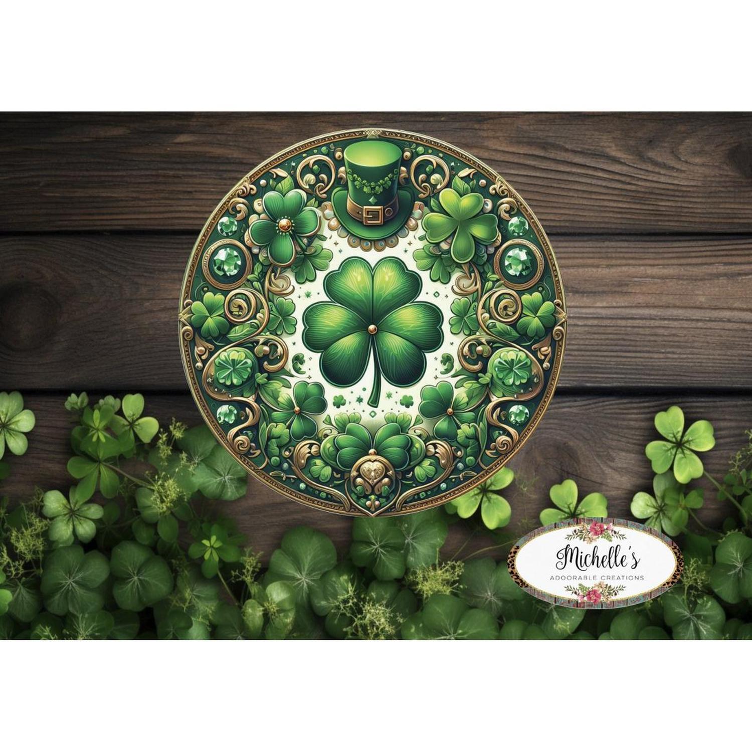 Shop For Irish Clover Round Sign - Wreath Enhancement at Michelle's aDOORable Creations
