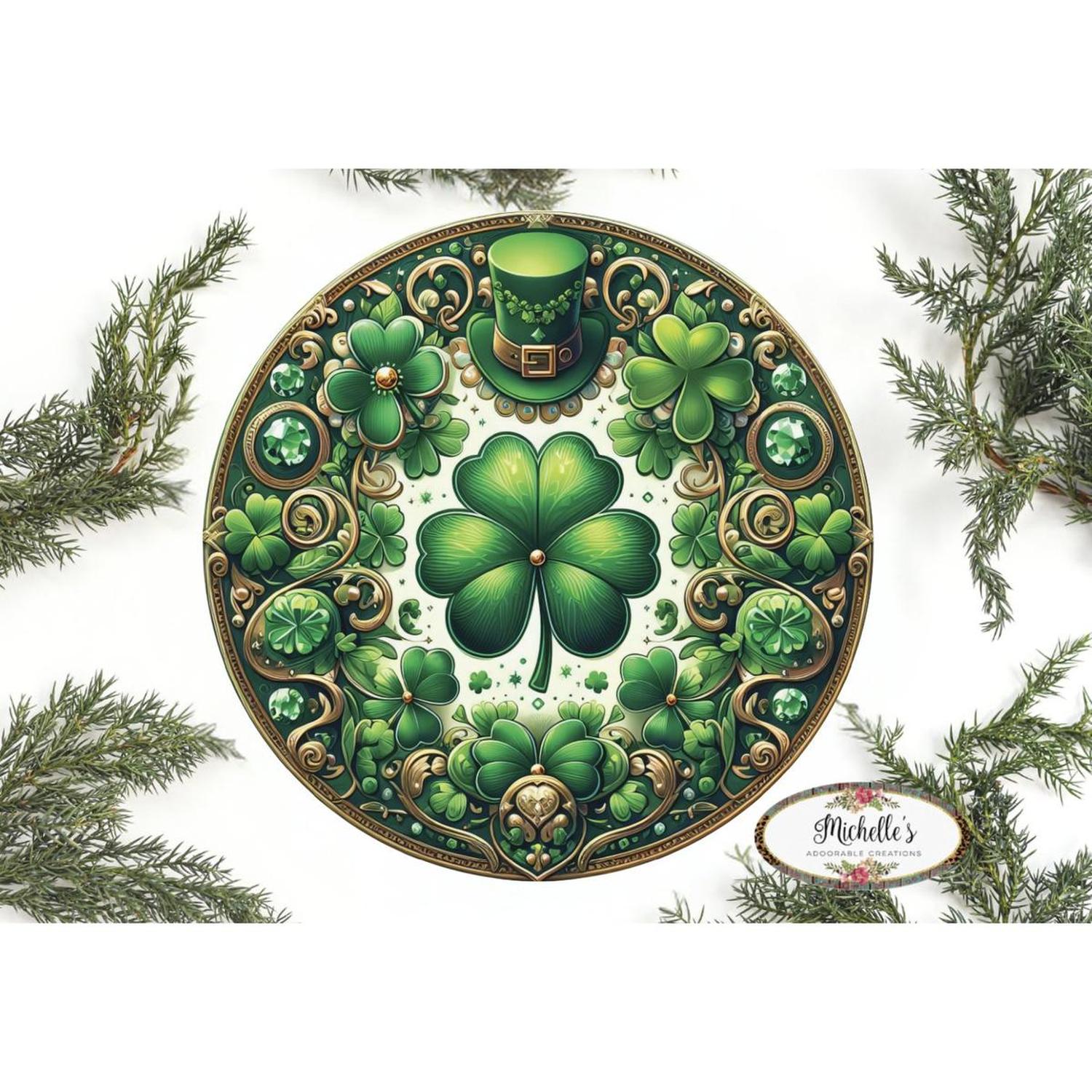 Shop For Irish Clover Round Sign - Wreath Enhancement at Michelle's aDOORable Creations