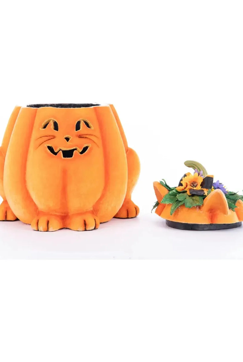 Shop For Jackie The Kitty Cat Pumpkin Candy Container at Michelle's aDOORable Creations