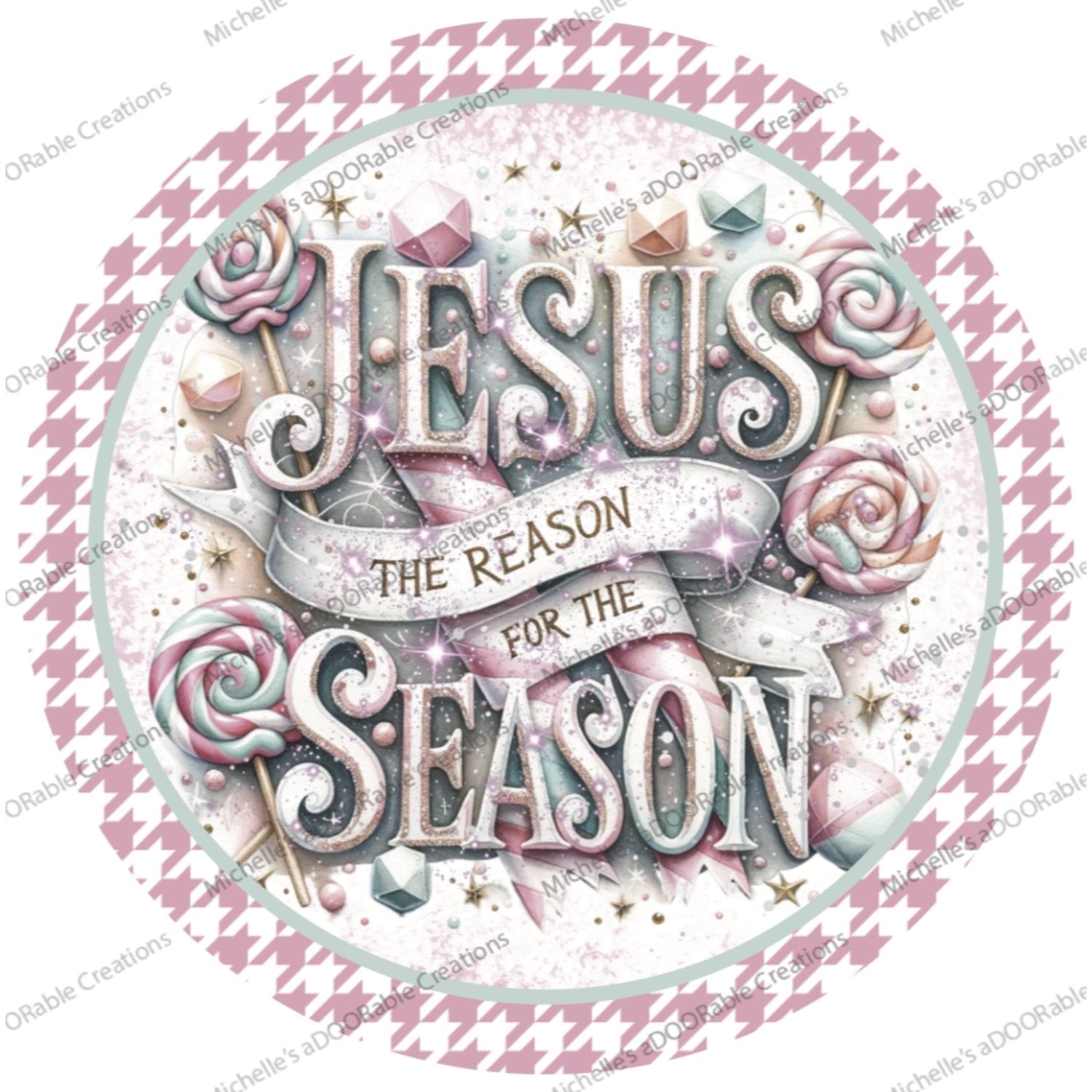 Shop For Jesus Is The Reason For The Season Pink - Wreath Enhancement at Michelle's aDOORable Creations
