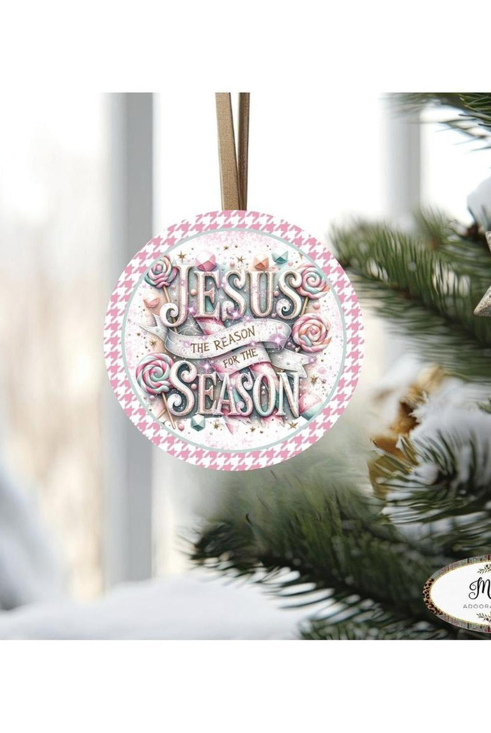 Jesus Is The Reason For The Season Pink - Wreath Enhancement