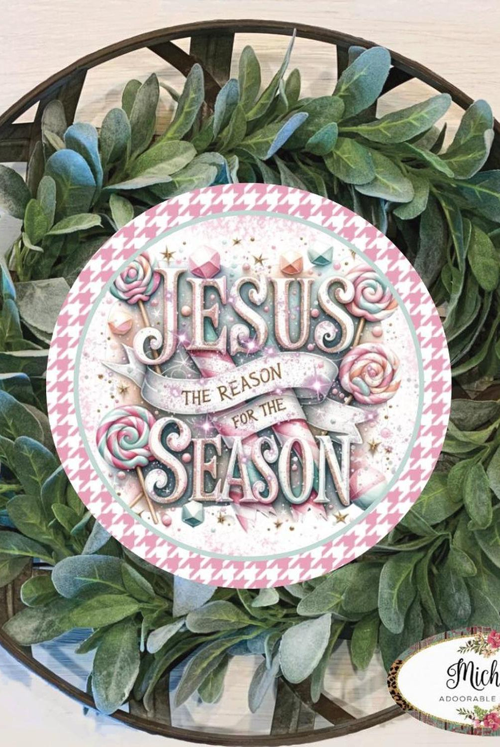 Jesus Is The Reason For The Season Pink - Wreath Enhancement