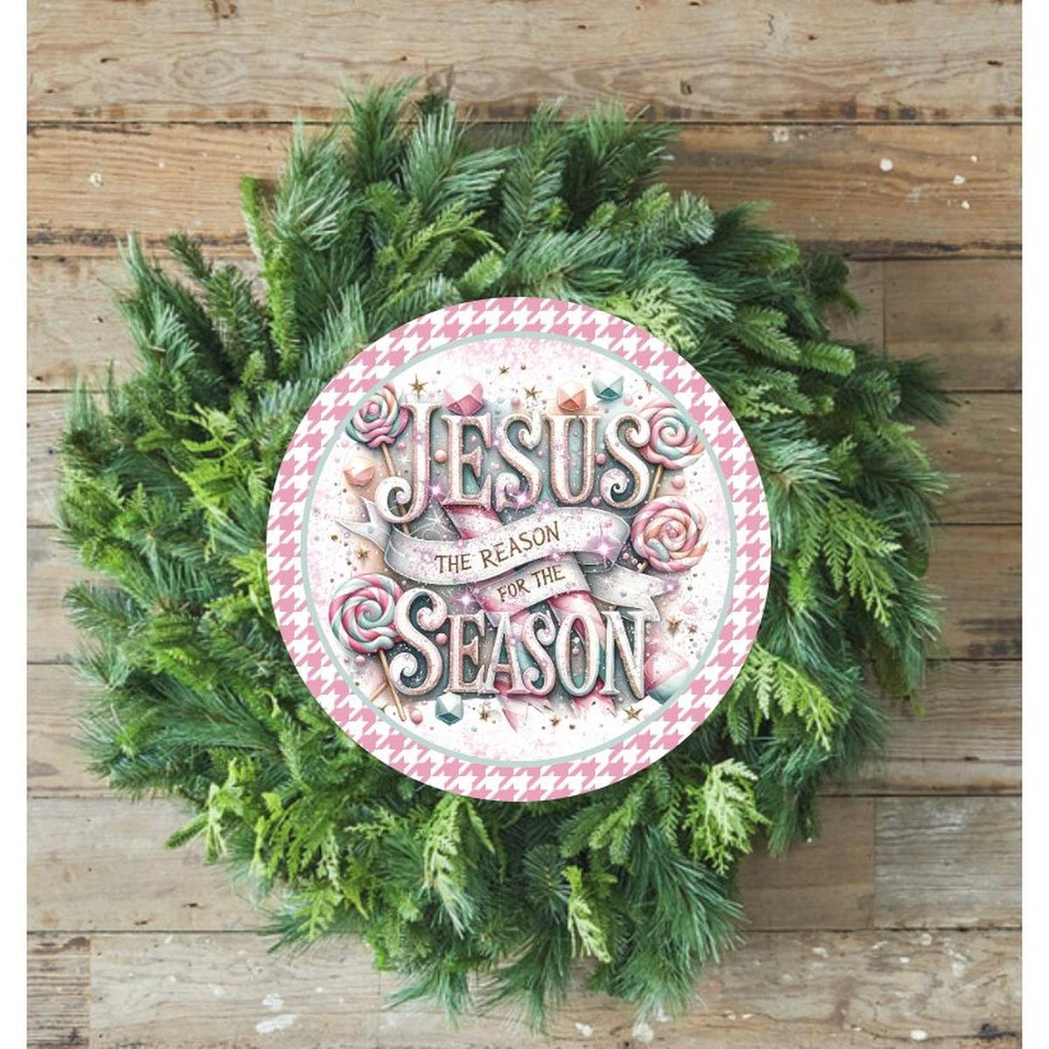 Shop For Jesus Is The Reason For The Season Pink - Wreath Enhancement at Michelle's aDOORable Creations