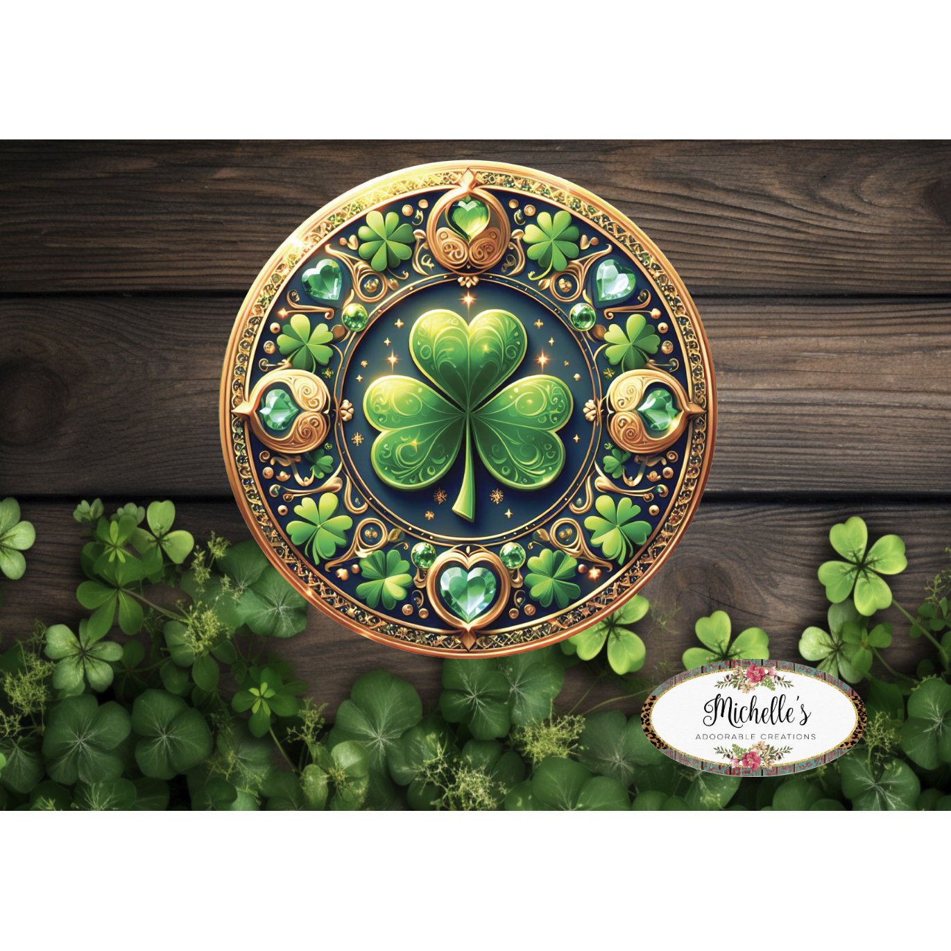 Shop For Jewel Saint Patrick Clover Sign - Wreath Enhancement at Michelle's aDOORable Creations