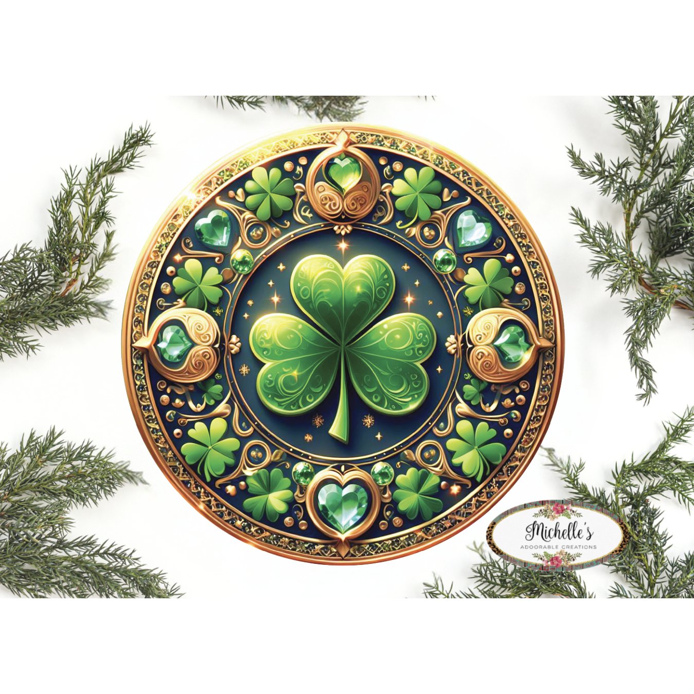 Shop For Jewel Saint Patrick Clover Sign - Wreath Enhancement at Michelle's aDOORable Creations