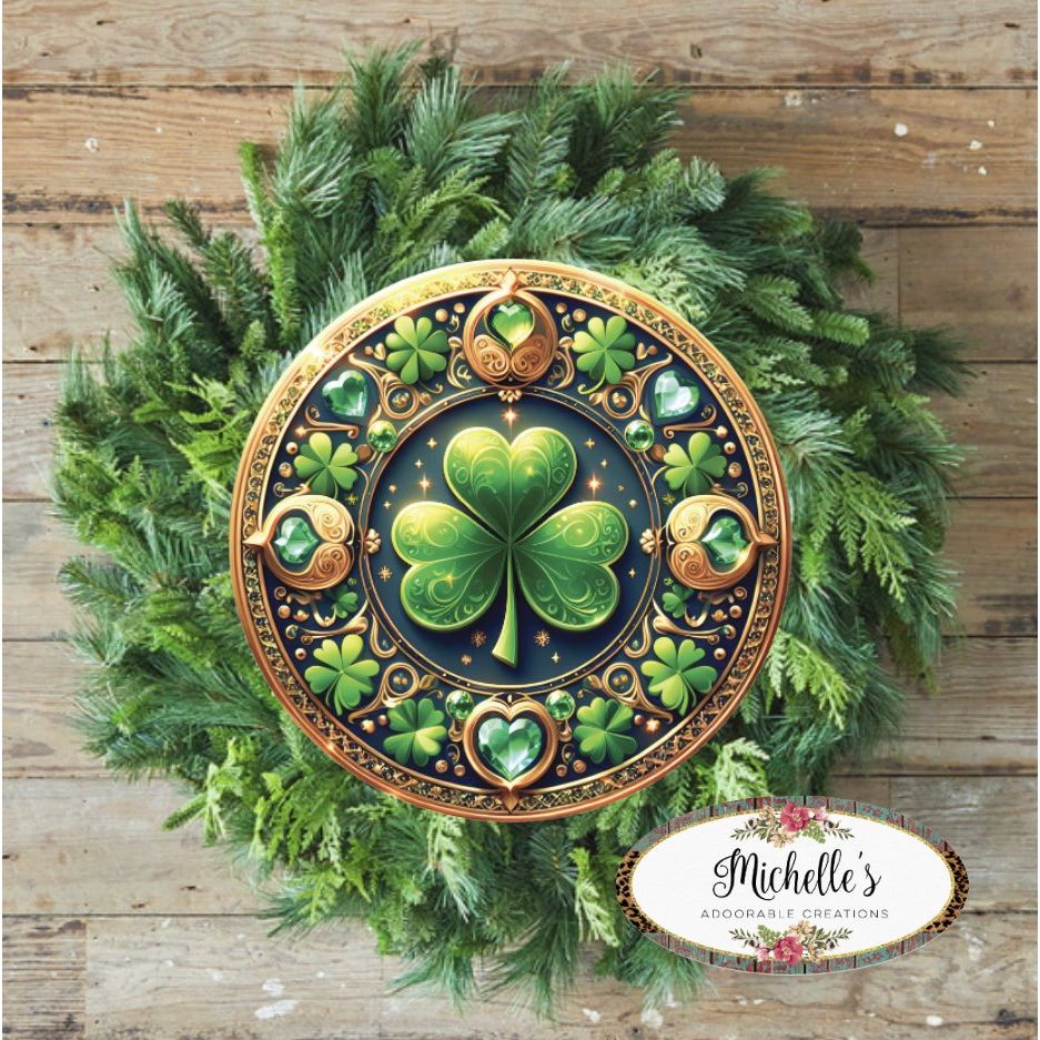 Shop For Jewel Saint Patrick Clover Sign - Wreath Enhancement at Michelle's aDOORable Creations