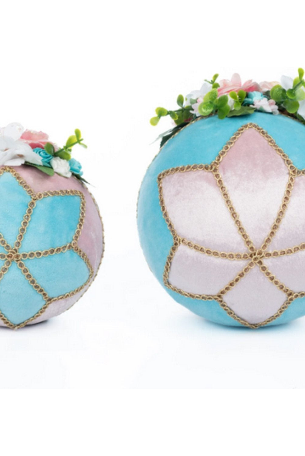 Shop For Katherine's Collection Hearts and Wonderland Fabric Covered Eggs (Set of 2) at Michelle's aDOORable Creations