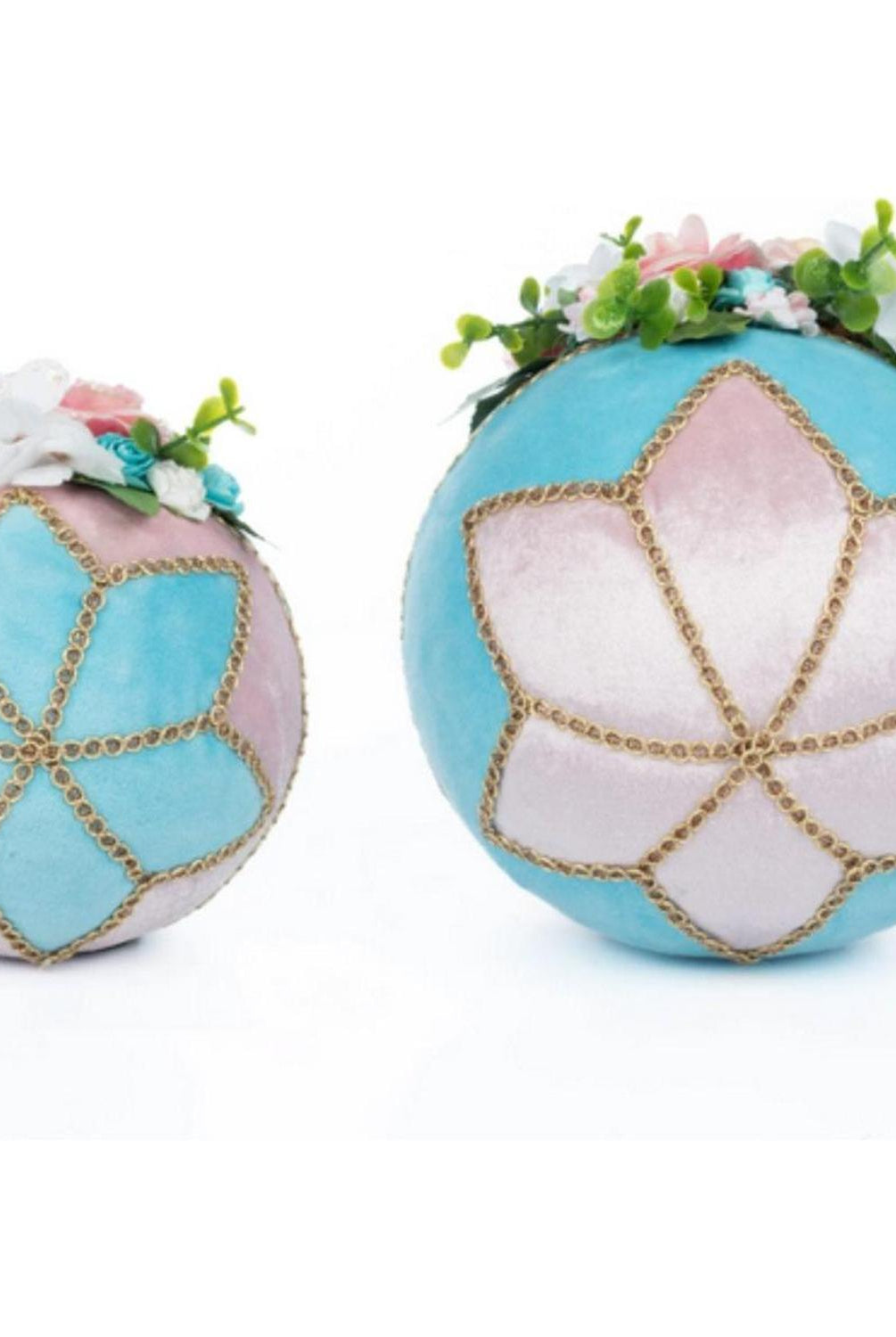 Shop For Katherine's Collection Hearts and Wonderland Fabric Covered Eggs (Set of 2) at Michelle's aDOORable Creations