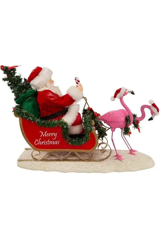 Kurt Adler 10" Fabriché™ Santa In Sleigh With Flamingos - Michelle's aDOORable Creations - Christmas Decor