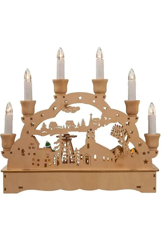 Kurt Adler 10.25" Wooden LED Light-Up Musical/Motion Christmas Village - Michelle's aDOORable Creations - Christmas Decor