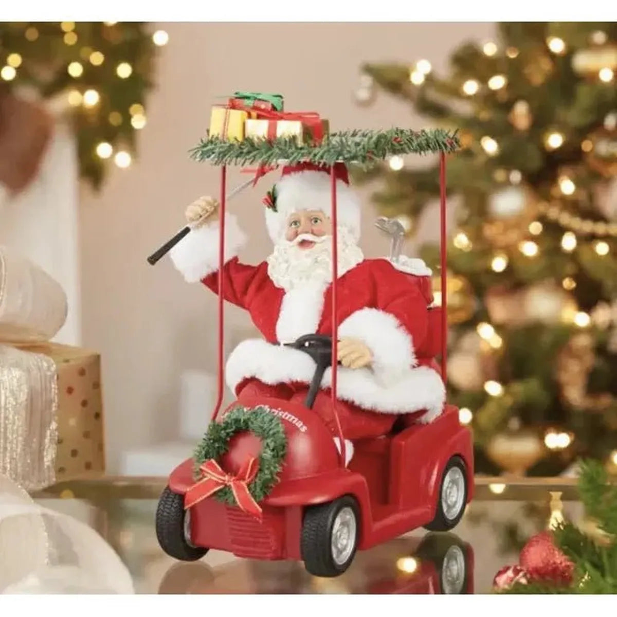 Shop For Kurt Adler 11.25 - Inch Fabriché Santa Driving Golf Cart at Michelle's aDOORable Creations