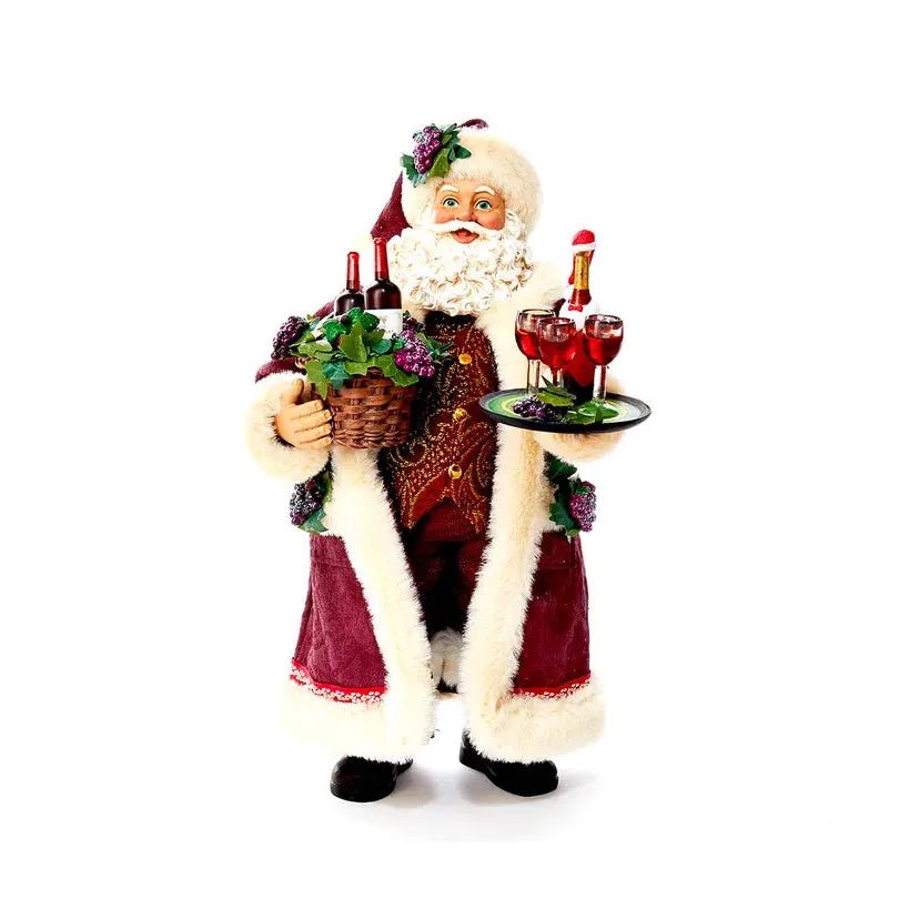 Shop For Kurt Adler 11.5 - Inch Fabriché Santa with Wine Basket at Michelle's aDOORable Creations