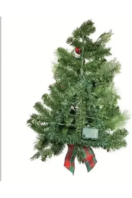 Shop For Kurt Adler 26 - Inch Battery - Operated Pre - Lit Red And Green Wall Tree With Bow at Michelle's aDOORable Creations
