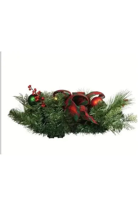 Shop For Kurt Adler 26 - Inch Battery - Operated Pre - Lit Red And Green Wall Tree With Bow at Michelle's aDOORable Creations