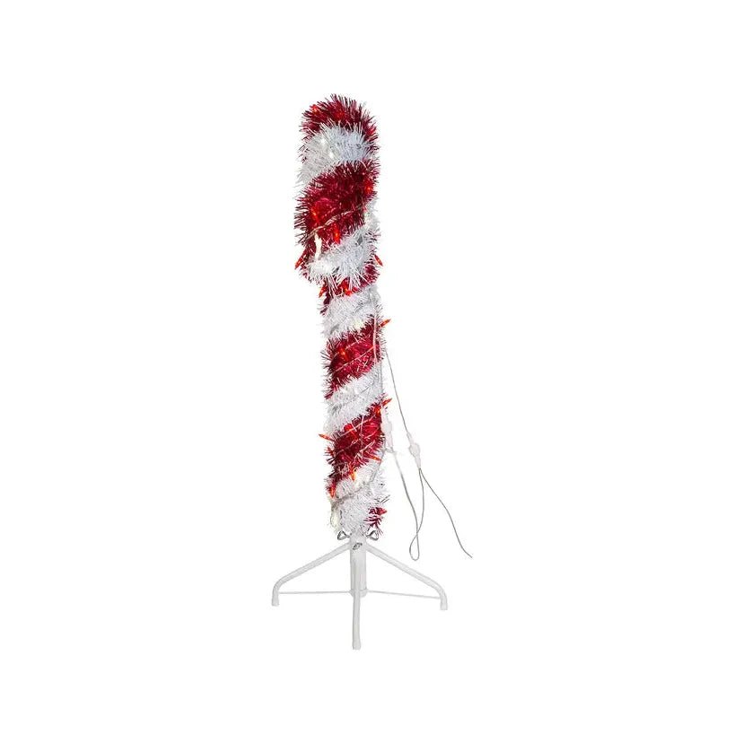 Shop For Kurt Adler 3 - Foot Pre - Lit Red and White LED Tinsel Candy Cane at Michelle's aDOORable Creations