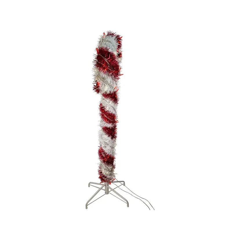 Shop For Kurt Adler 4 - Foot Pre - Lit Red and White LED Tinsel Candy Cane at Michelle's aDOORable Creations
