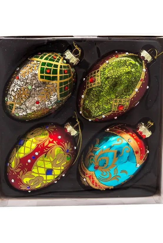 Shop For Kurt Adler 65MM Glass Egg Ornaments (4 - Piece Set) at Michelle's aDOORable Creations