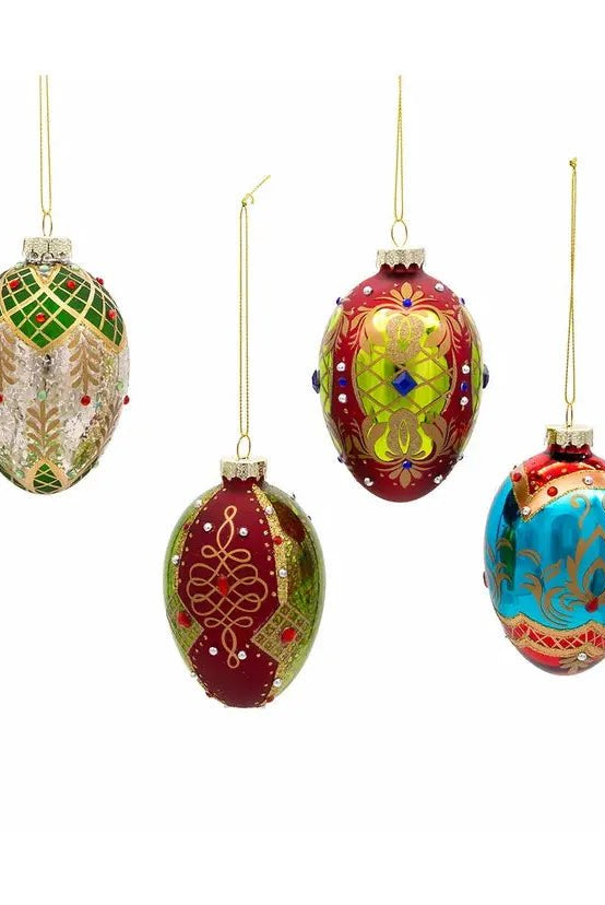 Shop For Kurt Adler 65MM Glass Egg Ornaments (4 - Piece Set) at Michelle's aDOORable Creations